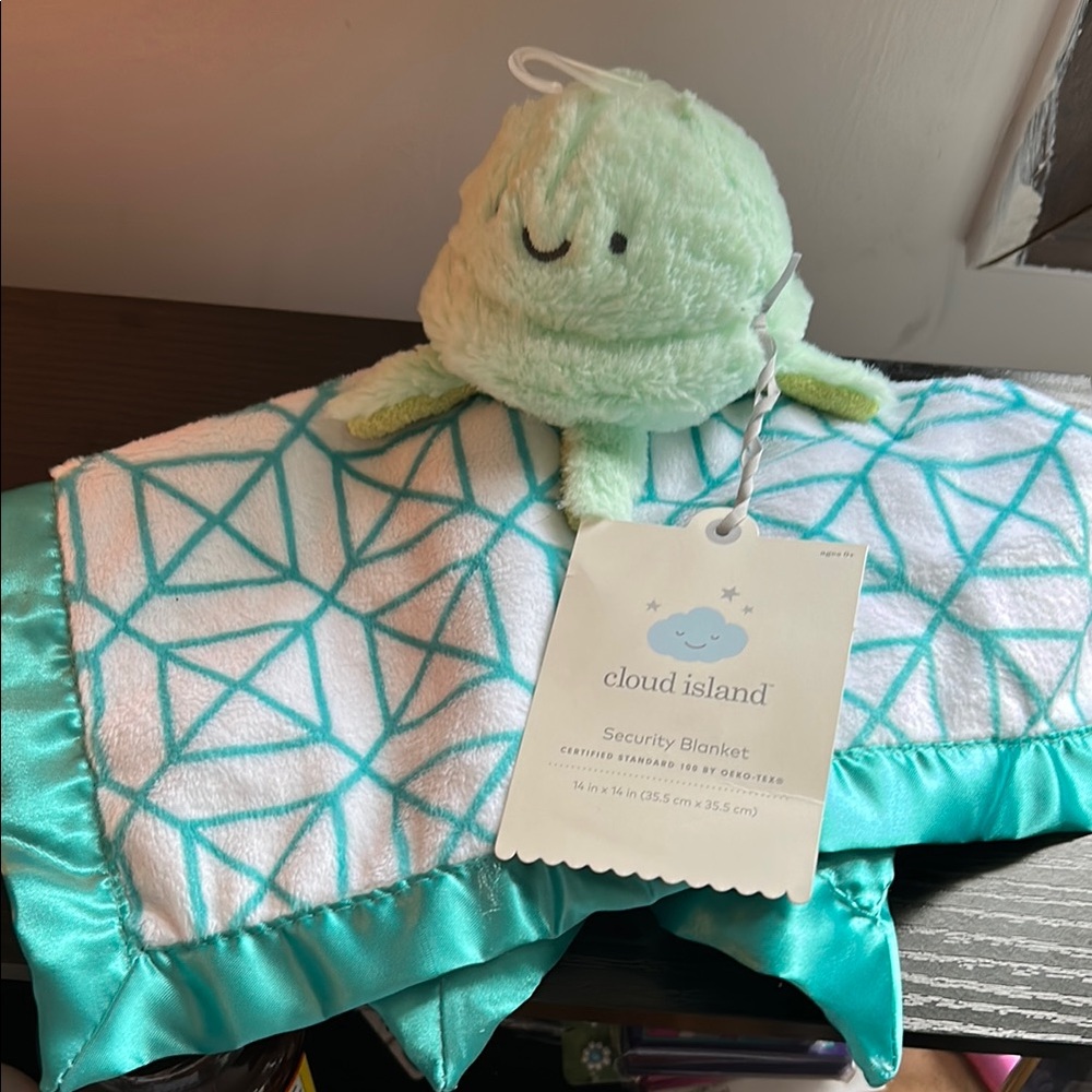 Octopus Teal and White Security Blanket